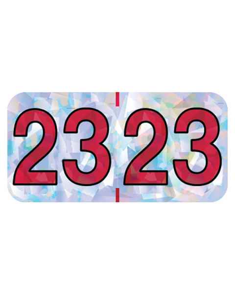 2023 Year Labels - Holographic Silver - Size 3/4