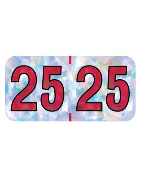 2025 Year Labels - PMA Holographic Silver - Size 3/4