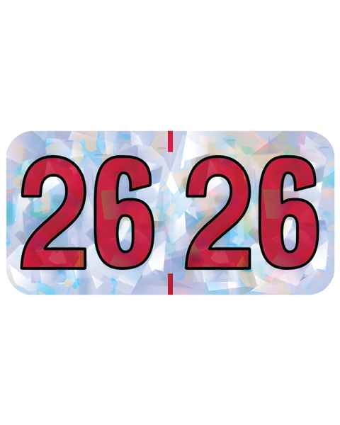 2026 Year Labels - PMA Holographic Silver - Size 3/4