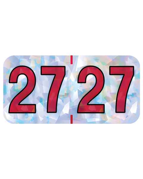 Arden Label HSYM-27-T4 PMA Holographic Silver 2027 Year Labels - Size 3/4