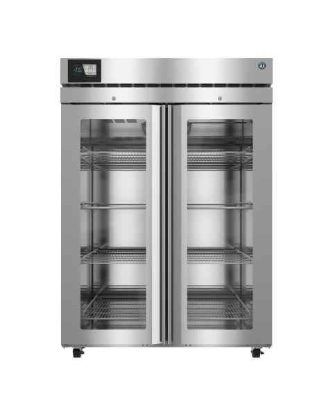 Hoshizaki HXF2A-FGE Healthcare Series Two-Section Freezer with 8 Wire Shelves, Double Glass Doors, 50.37 Cubic Feet - Front View