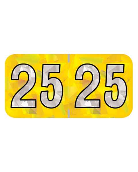 2025 Year Labels - PMA Holographic Yellow - Size 3/4