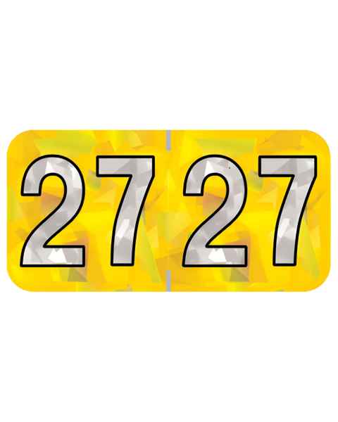 Arden Label HYYM-27-T4 PMA Holographic Yellow 2027 Year Labels - Size 3/4