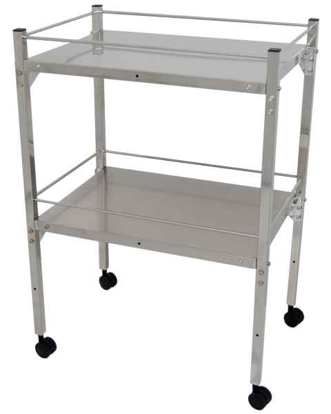 MRI Non-Magnetic Utility Table with Two Shelves & GuardRails