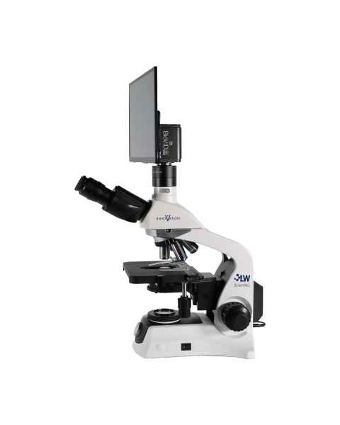 LW Scientific INS-T4BV-IPL3 Innovation Trinocular Biological Microscope with BioVID 4K Camera and 13.3" Monitor