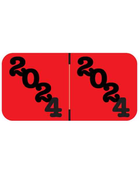 2024 Year Labels - Jeter Compatible - Size 3/4" H x 1 1/2" W - Red Label