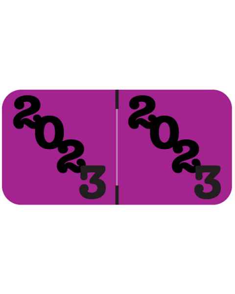 2023 Year Labels - Jeter Compatible - Size 3/4" H x 1 1/2" W - Purple Label
