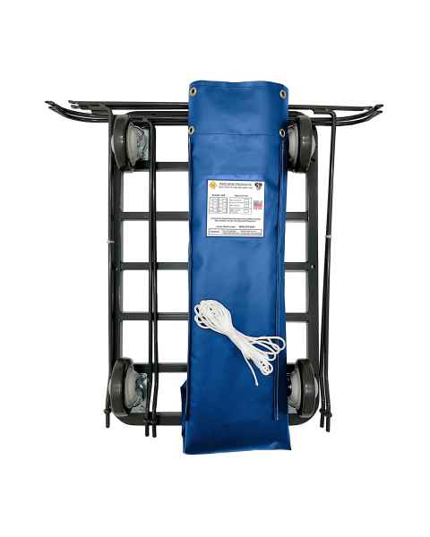 R&B Wire Knocked-Down Vinyl Basket Truck with 4 Swivel Casters, Blue - Disassembled