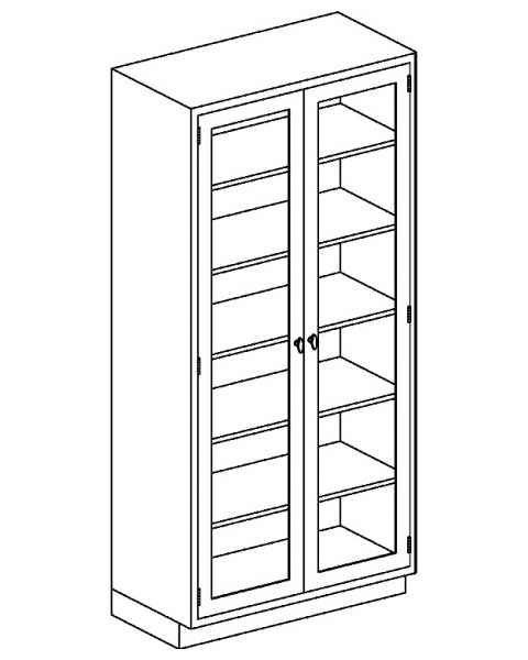 Stainless Steel High Cabinet with Double Glazed Hinged Doors