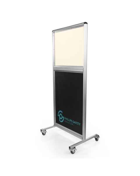 Phillip Safety LB-FP3024 Mobile Lead Ship Flat Barrier with 24" H x 30" W Acrylic Window - Angled View