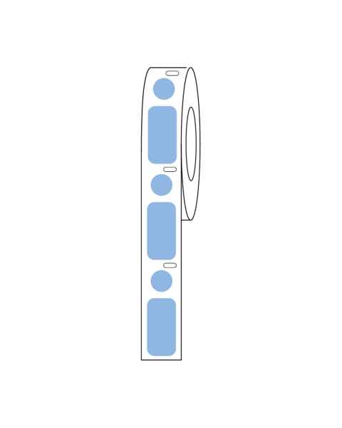 Globe Scientific LTC-24X13-95B Cryo Direct Thermal Label/Dot Combo Roll for 1.5 mL Tubes - 24 mm x 13 mm and 9.5 mm Dots, Blue
