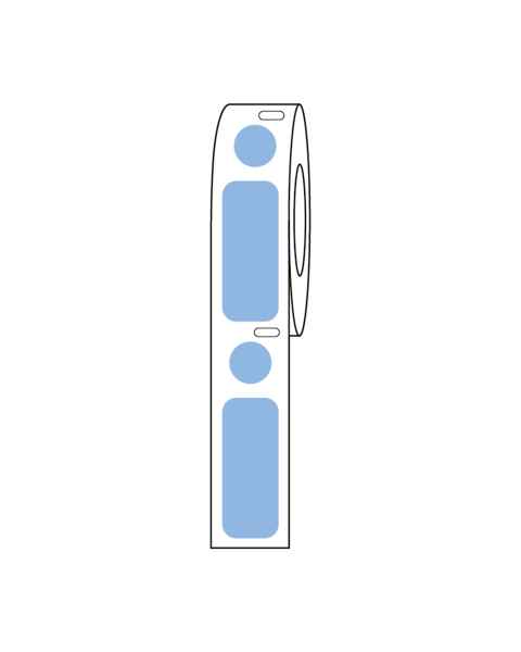 Globe Scientific LTC-33X13-95B Cryo Direct Thermal Label/Dot Combo Roll for 2.0 mL Tubes - 33 mm x 13 mm and 9.5 mm Dots, Blue