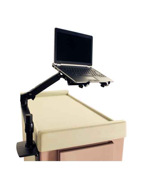 Harloff LTP-HLDR Laptop Mount with Articulating Arm for Medication Carts, Front Right Angle View (Laptop and Cart are Not Included)
