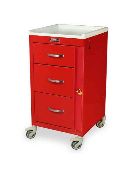 Harloff M3DS1824B03 M-Series Mini Width Short Emergency Crash Cart Three Drawers with Breakaway Lock