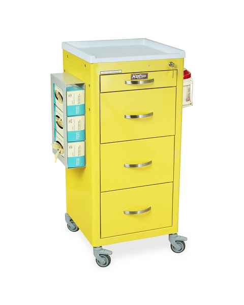 Harloff M3DS1830K04-PPE M-Series Mini Width Tall PPE Isolation Cart Four Drawers with Key Lock (Supplies NOT included)