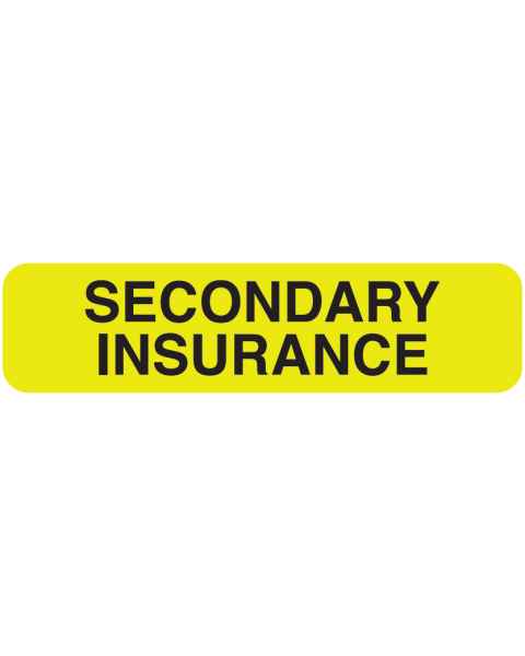 SECONDARY INSURANCE Label - Size 1 1/4"W x 5/16"H