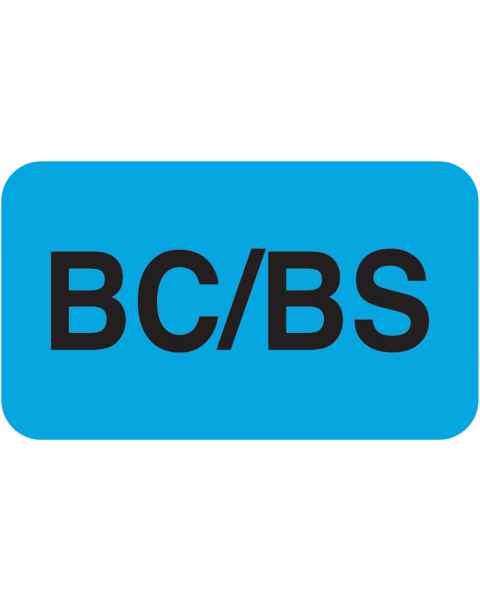 BC/BS Label - Size 1 1/2"W x 7/8"H