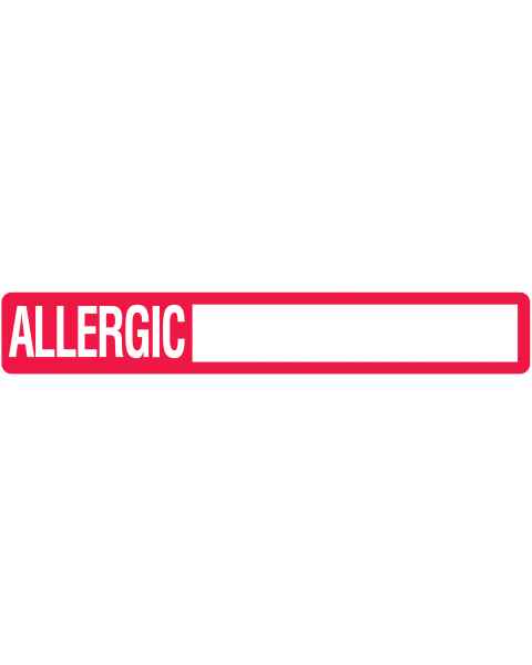 ALLERGIC Label - Size 6 1/2"W x 1"H