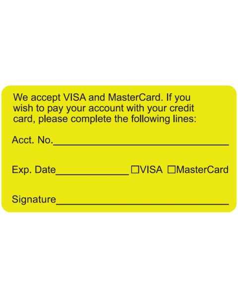 WE ACCEPT VISA and MASTERCARD Label - Size 3 1/4"W x 1 3/4"H