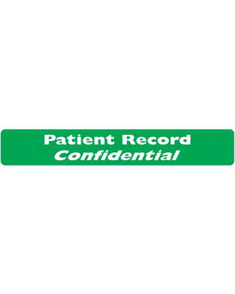 PATIENT RECORD CONFIDENTIAL Label - Size 6 1/2"W x 1"H