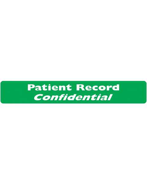 PATIENT RECORD CONFIDENTIAL Label - Size 6 1/2"W x 1"H