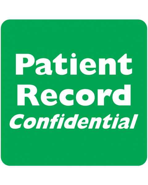 PATIENT RECORD CONFIDENTIAL Label - Size 2"W x 2"H