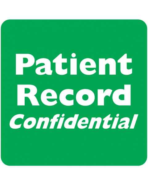 PATIENT RECORD CONFIDENTIAL Label - Size 2"W x 2"H