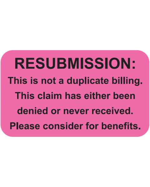 RESUBMISSION Label - Size 1 1/2"W x 7/8"H