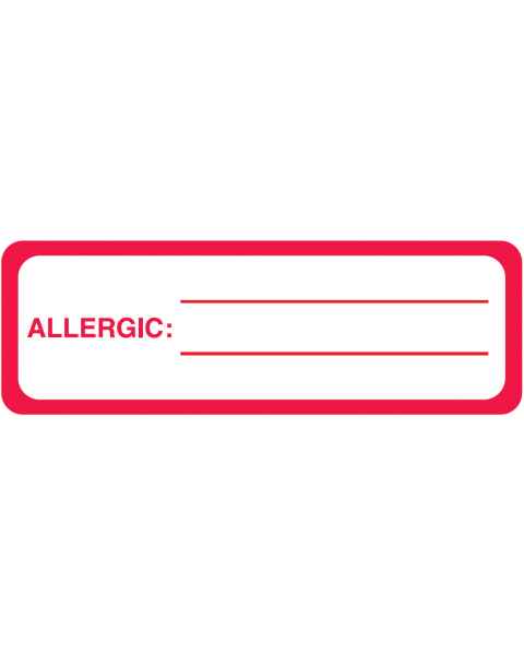 ALLERGIC Label - Size 3"W x 1"H