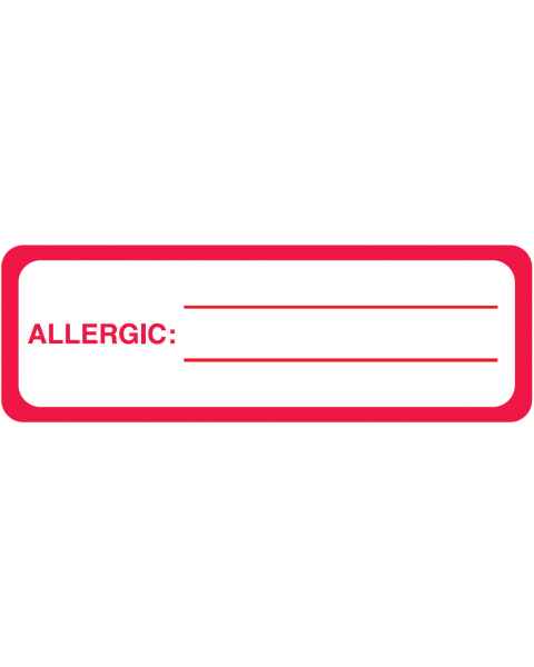 ALLERGIC Label - Size 3"W x 1"H