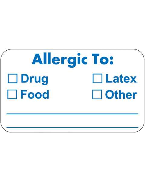 ALLERGIC TO Label - Size 1 1/2
