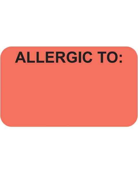 ALLERGIC TO Label - Size 1 1/2