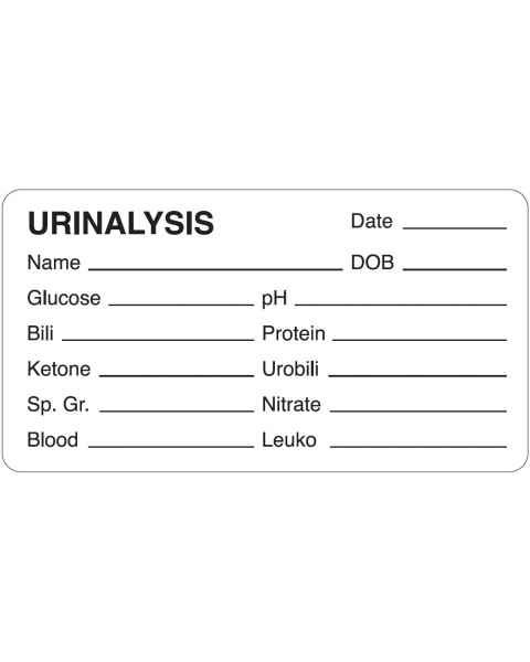 URINALYSIS Label - Size 3 1/4"W x 1 3/4"H