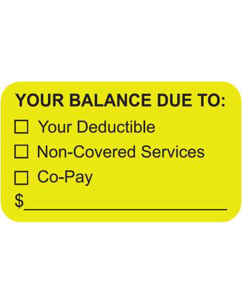 YOUR BALANCE DUE TO Label - Size 1 1/2"W x 7/8"H