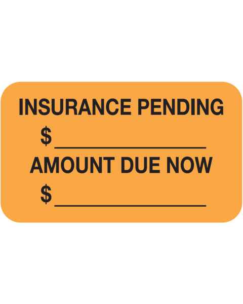 INSURANCE PENDING AMOUNT DUE NOW Label - Size 1 1/2"W x 7/8"H