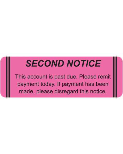 SECOND NOTICE THIS ACCOUNT IS PAST DUE Label - Size 3"W x 1"H