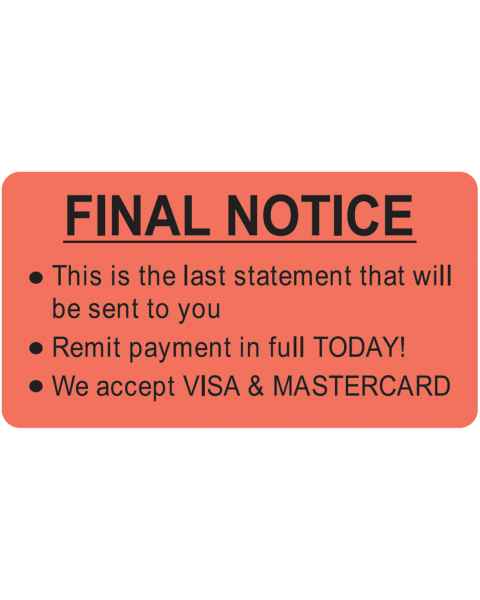 FINAL NOTICE Label - Size 3 1/4"W x 1 3/4"H