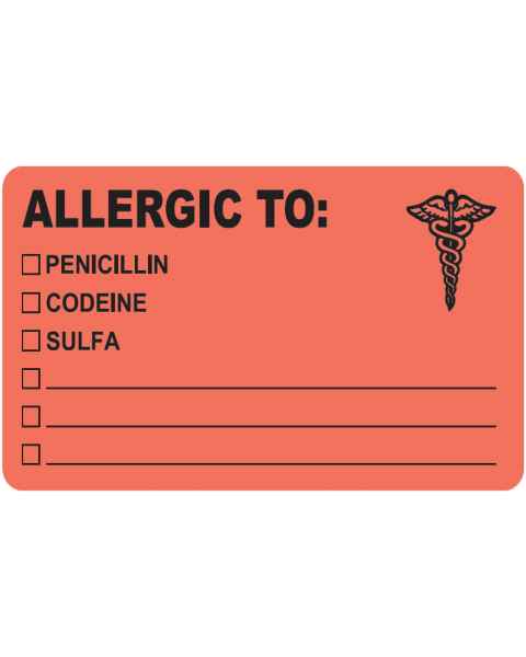 ALLERGIC TO Label - Size 4