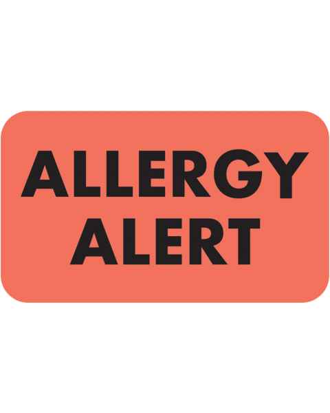 ALLERGY ALERT Label - Size 1 1/2"W x 7/8"H