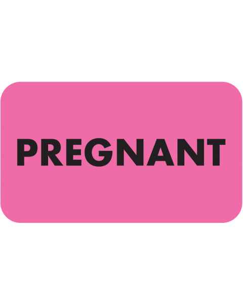 PREGNANT Label - Size 1 1/2"W x 7/8"H