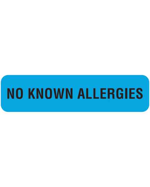 NO KNOWN ALLERGIES Label - Size 1 1/4"W x 5/16"H