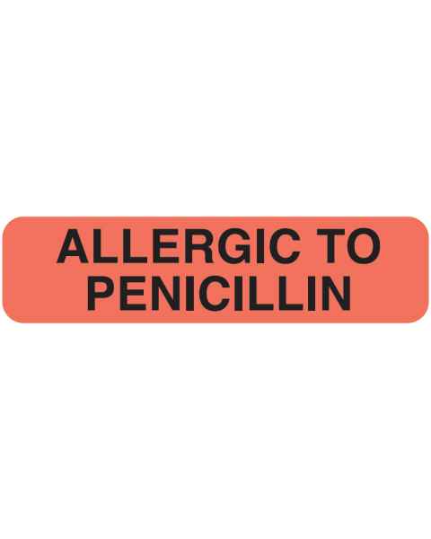 ALLERGIC TO PENICILLIN Label - Size 1 1/4"W x 5/16"H