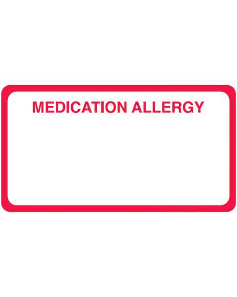 MEDICATION ALLERGY Label - Size 3 1/4"W x 1 3/4"H