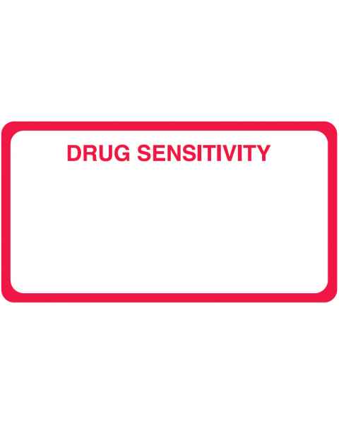 DRUG SENSITIVITY Label - Size 3 1/4"W x 1 3/4"H