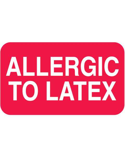 ALLERGIC TO LATEX Label - Size 1 1/2"W x 7/8"H