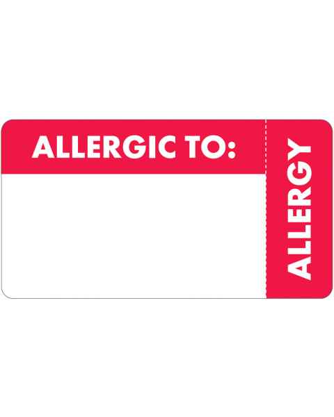 ALLERGIC TO Label - Size 3 1/4