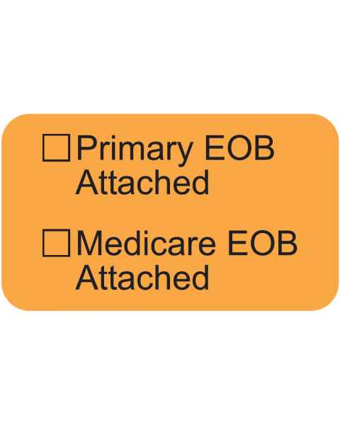 PRIMARY EOB ATTACHED Label - Size 1 1/2"W x 7/8"H