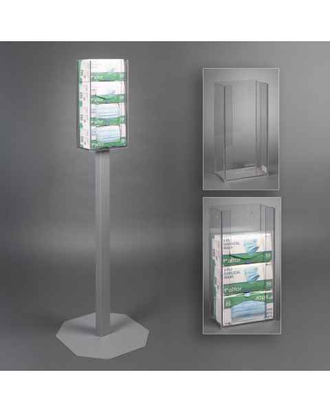 Poltex MASKBX4-2STL Stand Mount Earloop Mask Box Holder - 4 Box Capacity (Consumables are Not Included)