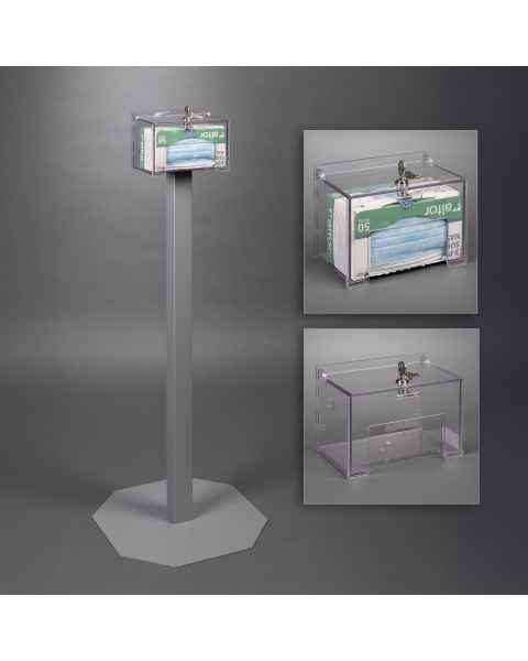 Poltex MASKBXLOK1-2STL Stand Mount Locking Mask Box Holder - Without Sign Sleeve, 1 Box Capacity (Consumables are Not Included)