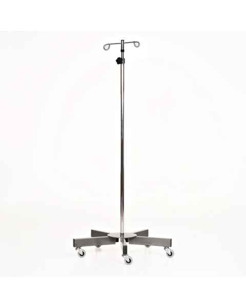 MidCentral Medical MCM210 Stainless Steel 5-Leg IV Pole with 2-Hook Top